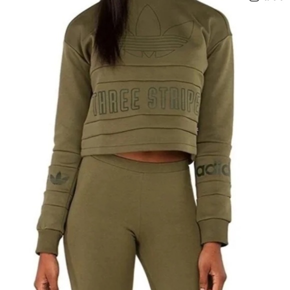 adidas Tops - Adidas Three Stripes Cropped Crewneck Sweatshirt